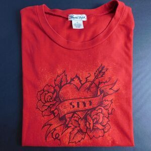 Double Dutch STYX Juniors Womens XL Graphic Band Tee Red Short Sleeve Cotton EUC
